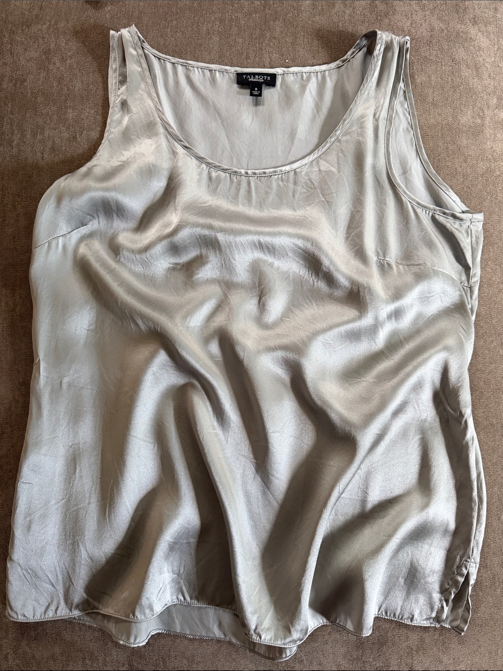 Talbots Silver Satin Scoop Neck Camisole